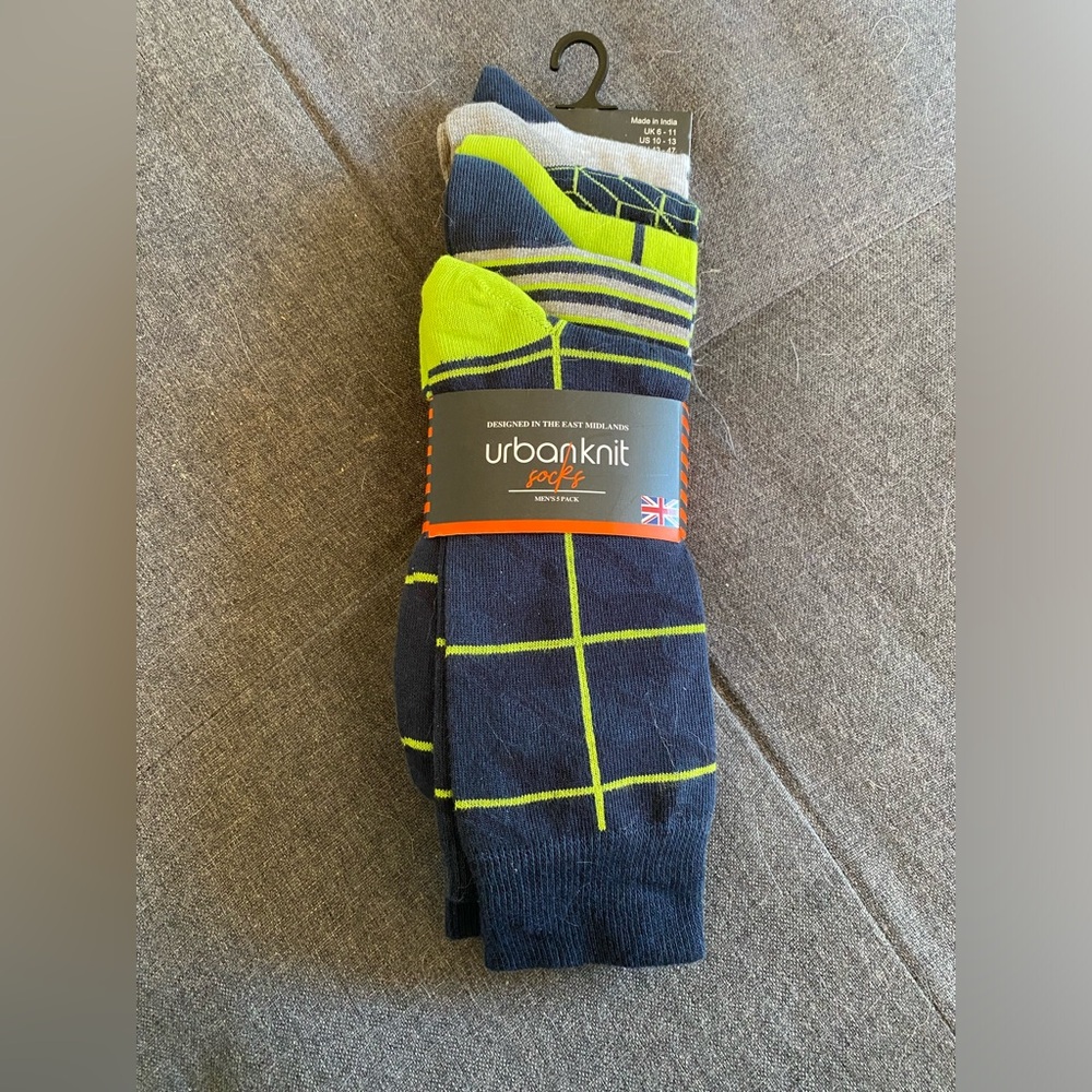 Urban Outfitters Navy and Neon Green Socks
